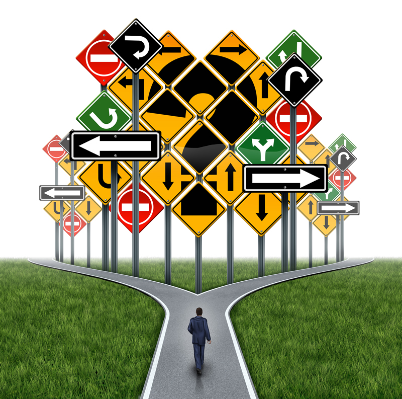 vector image of man deciding which road to take